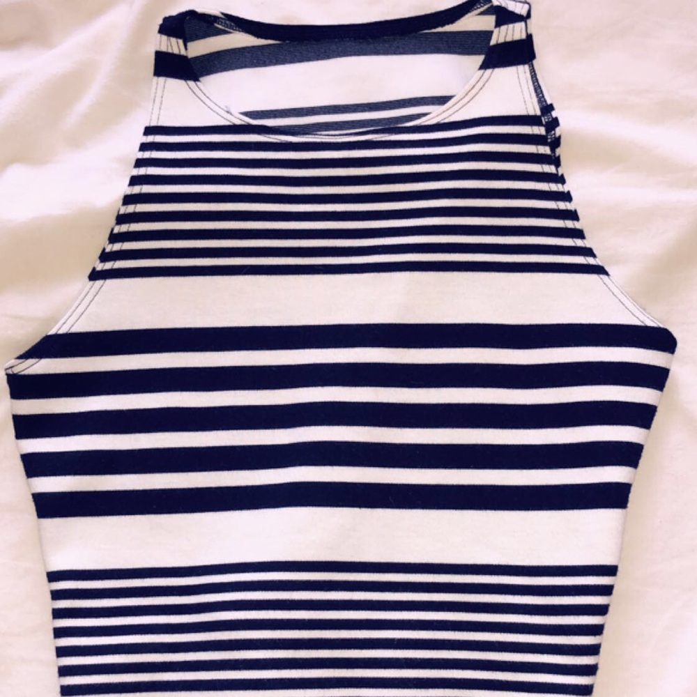 Never worn striped crop top navy and white